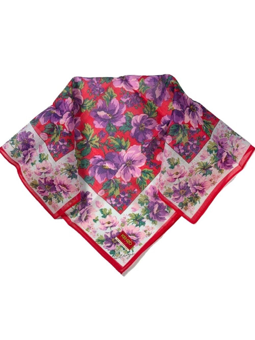 Kenzo Paris NWT Floral Cotton Handkerchief Scarf